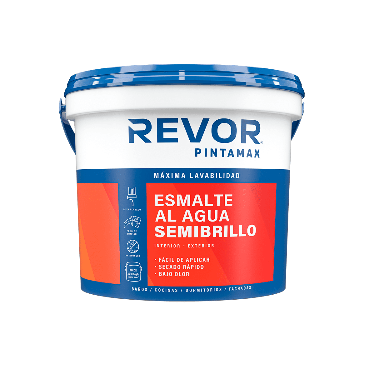 Esmalte al agua Semibrillo Revor Blanco Tineta